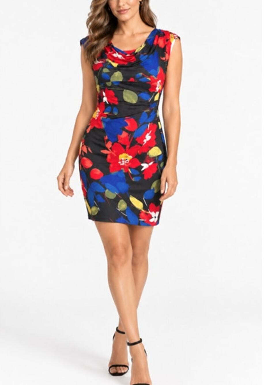 Lauren Ralph Lauren Floral Cowl Neck Sheath Dress 10P Petite